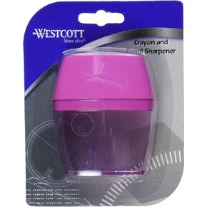 Westcott 15234 2-Hole Manual Crayon and Pencil Sharpener for School, Assorted Colors