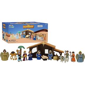 BibleToys Nativity Set - Christmas Story Manger Scene, 18 Pieces With Birth of Baby Jesus Mini-Storybook (in English & Spanish), Little Animals & Figures Indoor Playset, Children Ages 3 And Up in Saudi Arabia