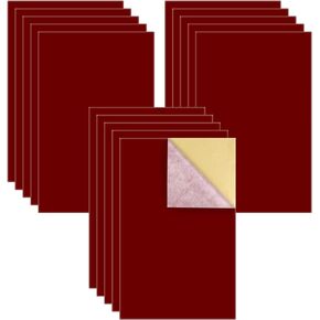 Thyores 15PCS Red Velvet Fabric Sticky Back Adhesive Back Sheets, Self Adhesive Velvet Fabric for Jewelry Drawer Craft Fabric and Craft Making (8.3" x 11.8") A4 Sheet