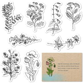 Hying Spring Potted Plants Flower Clear Stamps for Card Making, Words Cactus Succulent Transparent Rubber Stamps for Bullet Journal DIY Scrapbook Decoration Handmade Crafts Notebook