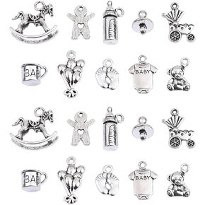 DanLingJewelry 100 جهاز كمبيوتر شخصى 10 أنماط الطفل موضوع سبائك نمط التبت المعلقات أقدام زجاجة الرضاعة هزاز الحصان الدب سحر DIY بها بنفسك صنع المجوهرات in Kuwait