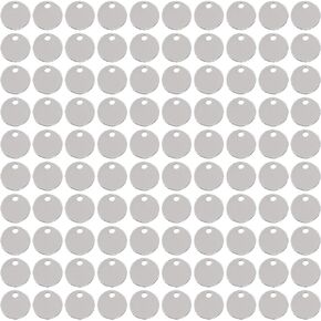 Shapenty Small Round Stainless Steel Flat Blank Stamping Tag Pendants Mini Discs for Bracelet Earring Necklace Chain Charms Jewelry Making and Specialized Photo Number Alphabet Stamping, 100PCS (12MM) in Kuwait