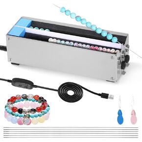 Karsspor Electric Bead Spinner, 2 Channels Fast Beading Bead Spinner for 2-17mm Round Beads, Adjustable Speed Bead Spinner for Jewelry Making, Beading Machine for Bracelets Necklace Making