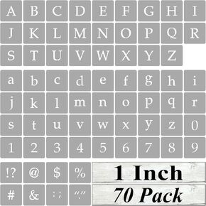 1 Inch Alphabet Letter Stencils for Painting - 70 Pack Letter and Number Stencil Templates with Signs for Painting on Wood, Reusable Letters and Numbers Stencils for Chalkboard Wood Signs & Wall Art
