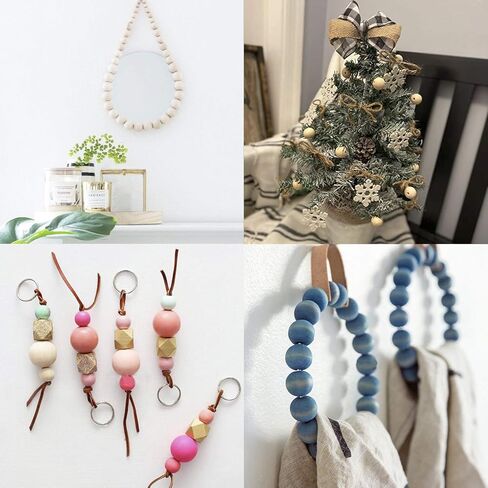 خرز خشبي من THYSSEN 400 قطعة 16 مم خرز خشبي مستدير طبيعي غير مكتمل خرز فاصل خشبي فضفاض مع خيوط الجوت 20 متر لصنع ديكور المنزل المزرعة والحرف اليدوية in Kuwait