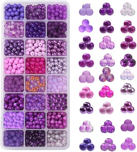 PH PandaHall 672pcs 8mm الخرز الزجاجي الأخضر لصنع المجوهرات 24 لون سوار الخرز الأيرلندية جولة الخرز فضفاض الخرز لعيد الميلاد عيد القديس باتريك القرط قلادة سوار صنع المجوهرات in Kuwait