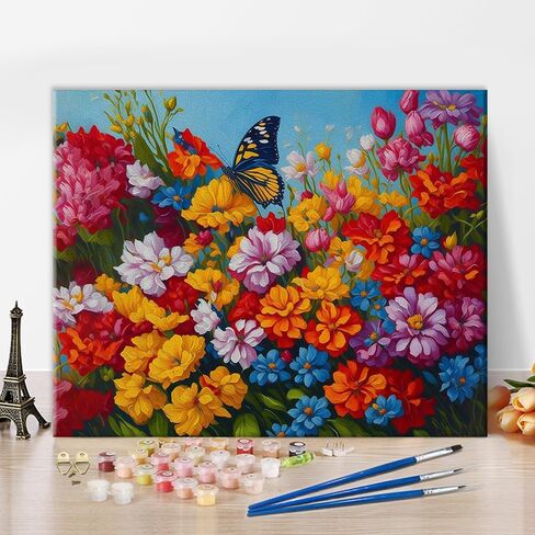 TUMOVO Paint by Numbers for Adults Beginner Flower Oil Painting for Adults Kids Paint by Number Kids Paint by Number Kits Adult Paint by Number DIY Oil Painting Kit On Canvas, 16 x20 Inch in Kuwait