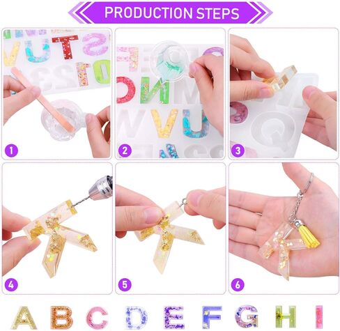 قالب سلسلة مفاتيح على شكل حرف ابجدي للخلف، مجموعة قوالب راتنج سيليزو تتضمن قالب سلسلة مفاتيح على شكل حروف وسلاسل مفاتيح وحلقات وصل ودبابيس عين لولبية ولامعة للحرف الفنية المصنوعة من الراتنج in Kuwait