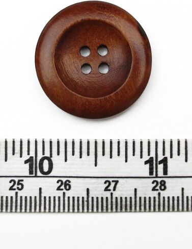 All In One 50pcs 4 Holes Round Wood Sewing Buttons with Wide Edge 25mm(1") in Saudi Arabia