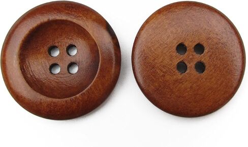 All In One 50pcs 4 Holes Round Wood Sewing Buttons with Wide Edge 25mm(1") in Saudi Arabia