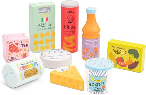 New Classic Toys Wooden Ice Cream Set Pretend Play Toy for Kids Cooking Simulation Educational Toys and Color Perception Toy for Preschool Age Toddlers Boys Girls in Kuwait