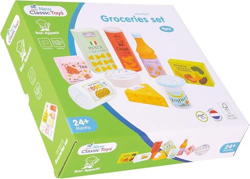 New Classic Toys Wooden Ice Cream Set Pretend Play Toy for Kids Cooking Simulation Educational Toys and Color Perception Toy for Preschool Age Toddlers Boys Girls in Kuwait