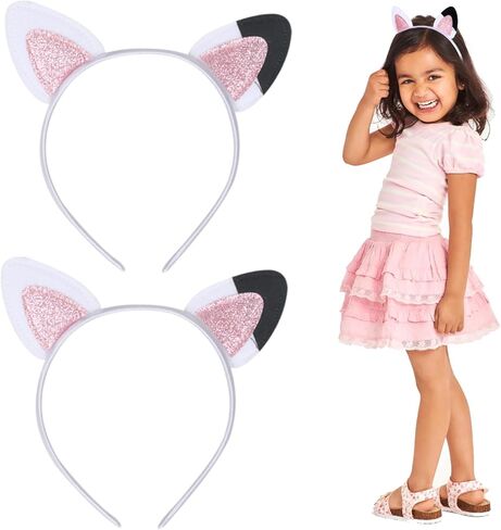 Luhiew 2 Pieces Cat Ears Headbands for Girls Halloween Costume Party Supplies,Cat Ears Headwears Hairbands Accessories in Kuwait