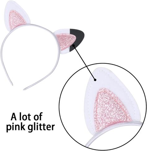 Luhiew 2 Pieces Cat Ears Headbands for Girls Halloween Costume Party Supplies,Cat Ears Headwears Hairbands Accessories in Kuwait