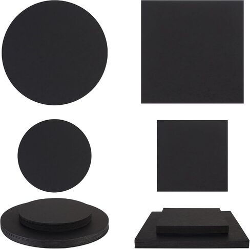 36 Pieces 4 inch Round Black Cards Cardstock Thick Kraft Paper Coaster Cards Blank Cardstock Slices for Mandala Painting DIY Coasters Painting Writing and Decorations (Black) in Kuwait