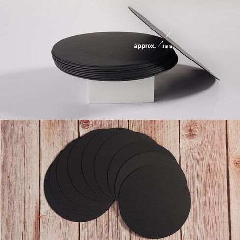 36 Pieces 4 inch Round Black Cards Cardstock Thick Kraft Paper Coaster Cards Blank Cardstock Slices for Mandala Painting DIY Coasters Painting Writing and Decorations (Black) in Kuwait