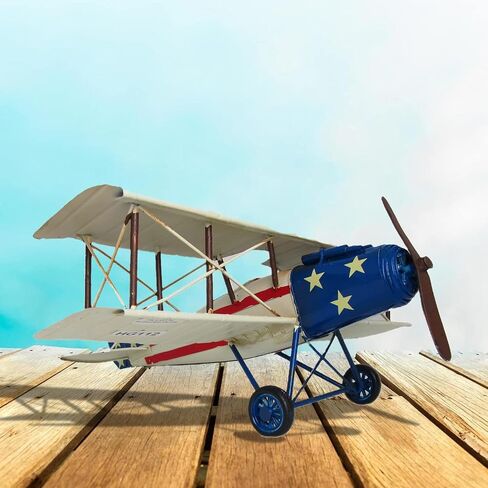 Vintage Style Metal Airplane Decorations (Blue 3-Propeller Plane) in Saudi Arabia