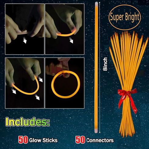 yofobu العصي الخضراء المتوهجة السائبة تضيء سوار القلائد المتوهجة مع موصلات 50ct 8 "glowsticks 4th of July لوازم حفلات النيون لعيد الميلاد عيد القديس باتريك عيد ميلاد الربيع الزفاف كرنفال الهذيان in Kuwait