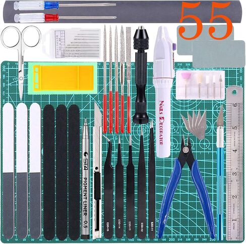 Qovydx 55 قطعة Gundam Model Tool Kit Gunpla Tools Set Bandai Hobby Model Tools Kits Gundam Modeler الأدوات الأساسية لGundam Hobby Car Airplane Building in Kuwait