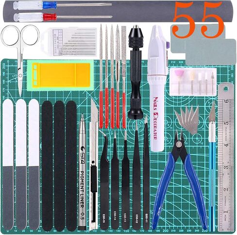 55Pcs Gundam Model Tool Kit Gunpla Tools Set Bandai Hobby Model Tools Kits Gundam Modeler Basic Tools for Gundam Hobby Car Airplane Building in Kuwait