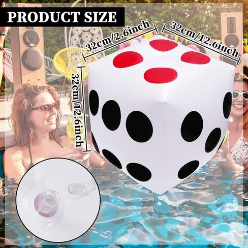 3 PCS 12.6" Jumbo Inflatable Dice, White Large Dice Giant Inflatable Dice Plastic Big Dice Jumbo Dice Set for Outdoor Indoor Ludo Game, Broad Game, Pool Party Favor Supplies in Saudi Arabia