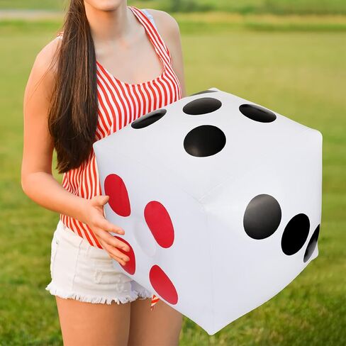 3 PCS 12.6" Jumbo Inflatable Dice, White Large Dice Giant Inflatable Dice Plastic Big Dice Jumbo Dice Set for Outdoor Indoor Ludo Game, Broad Game, Pool Party Favor Supplies in Saudi Arabia