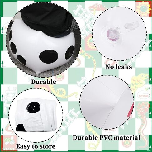 3 PCS 12.6" Jumbo Inflatable Dice, White Large Dice Giant Inflatable Dice Plastic Big Dice Jumbo Dice Set for Outdoor Indoor Ludo Game, Broad Game, Pool Party Favor Supplies in Saudi Arabia
