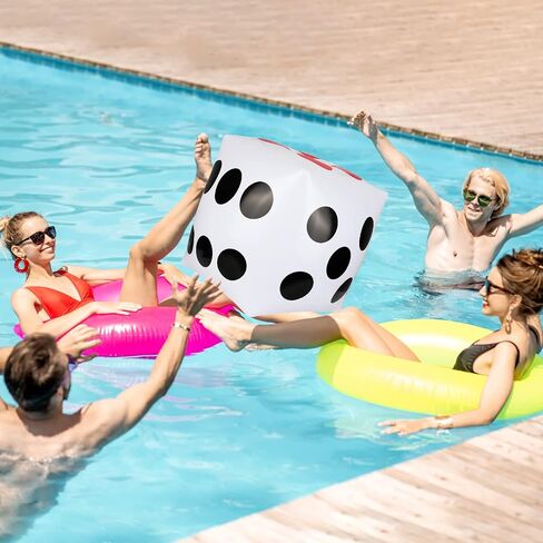 3 PCS 12.6" Jumbo Inflatable Dice, White Large Dice Giant Inflatable Dice Plastic Big Dice Jumbo Dice Set for Outdoor Indoor Ludo Game, Broad Game, Pool Party Favor Supplies in Saudi Arabia