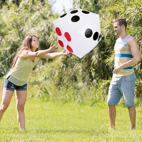 3 PCS 12.6" Jumbo Inflatable Dice, White Large Dice Giant Inflatable Dice Plastic Big Dice Jumbo Dice Set for Outdoor Indoor Ludo Game, Broad Game, Pool Party Favor Supplies in Saudi Arabia