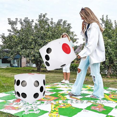 3 PCS 12.6" Jumbo Inflatable Dice, White Large Dice Giant Inflatable Dice Plastic Big Dice Jumbo Dice Set for Outdoor Indoor Ludo Game, Broad Game, Pool Party Favor Supplies in Saudi Arabia