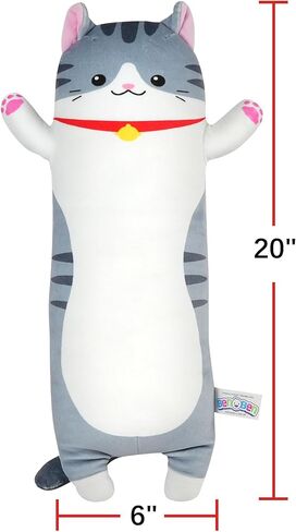 وسادة قطيفة طويلة من BenBen، وسادة جسم حيوان محشو للقطط، 20 بوصة/50 سم، لعبة إسفنجية ناعمة لطيفة هدية للأطفال والشباب in Kuwait