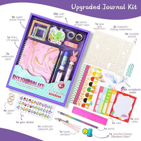 BALORIZ DIY Journal Kit for Girls - Gifts for Girls Age 8-14 Year Old, Christmas Birthday Gift Ideas for Teen Girls,Stationery Set, Art & Crafts for Tweens, Scrapbook Kit & Diary Set in Kuwait