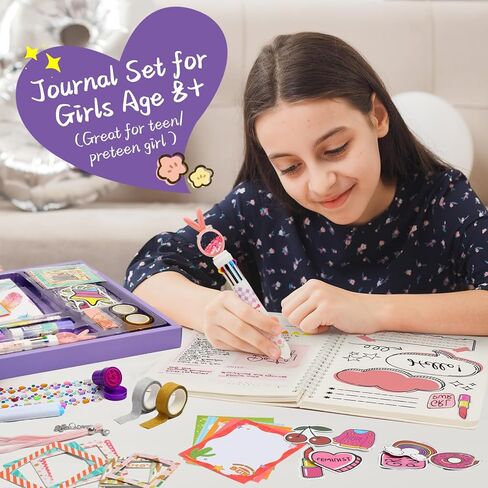 BALORIZ DIY Journal Kit for Girls - Gifts for Girls Age 8-14 Year Old, Christmas Birthday Gift Ideas for Teen Girls,Stationery Set, Art & Crafts for Tweens, Scrapbook Kit & Diary Set in Kuwait