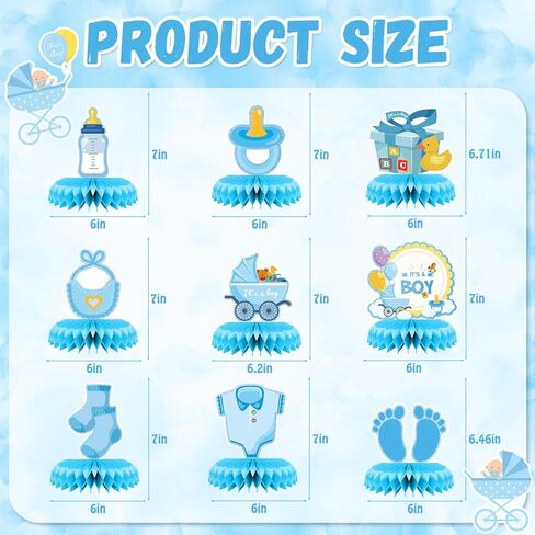 9pcs Big Blue Baby Shower Decorations for Boy, Boy Baby Shower Decorations, Its a Boy Centerpieces for Table, Baby Shower Centerpieces for Boys in Kuwait