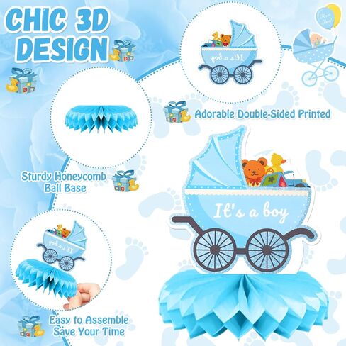 9pcs Big Blue Baby Shower Decorations for Boy, Boy Baby Shower Decorations, Its a Boy Centerpieces for Table, Baby Shower Centerpieces for Boys in Kuwait