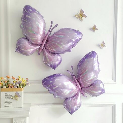 Butterfly Balloons 4 Pieces 40inch Blue Purple Butterfly Foil Mylar Balloons for Butterfly Themed Party Wedding Birthday Baby Shower Party Decoration (Blue) in Saudi Arabia
