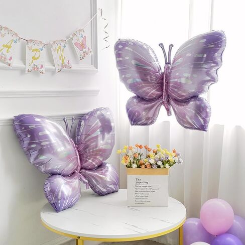 Butterfly Balloons 4 Pieces 40inch Blue Purple Butterfly Foil Mylar Balloons for Butterfly Themed Party Wedding Birthday Baby Shower Party Decoration (Blue) in Saudi Arabia