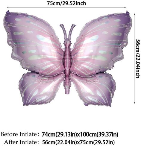 Butterfly Balloons 4 Pieces 40inch Blue Purple Butterfly Foil Mylar Balloons for Butterfly Themed Party Wedding Birthday Baby Shower Party Decoration (Blue) in Saudi Arabia
