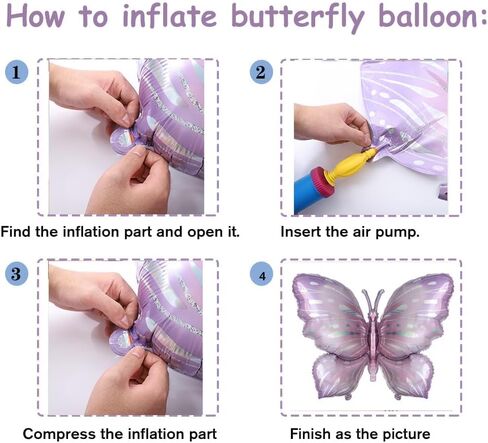 Butterfly Balloons 4 Pieces 40inch Blue Purple Butterfly Foil Mylar Balloons for Butterfly Themed Party Wedding Birthday Baby Shower Party Decoration (Blue) in Saudi Arabia