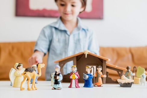 BibleToys Nativity Set - Christmas Story Manger Scene, 18 Pieces With Birth of Baby Jesus Mini-Storybook (in English & Spanish), Little Animals & Figures Indoor Playset, Children Ages 3 And Up in Saudi Arabia