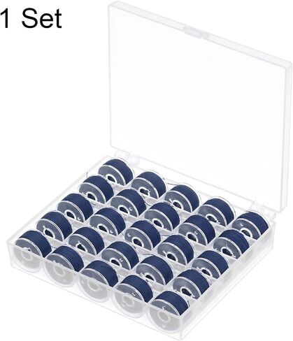 HARFINGTON Prewound Bobbin Thread Set Standard Sizes with 25 Compartments Box for Embroidery and Sewing Machine, Blue in Saudi Arabia