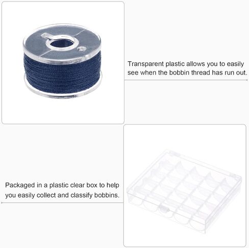 HARFINGTON Prewound Bobbin Thread Set Standard Sizes with 25 Compartments Box for Embroidery and Sewing Machine, Blue in Saudi Arabia