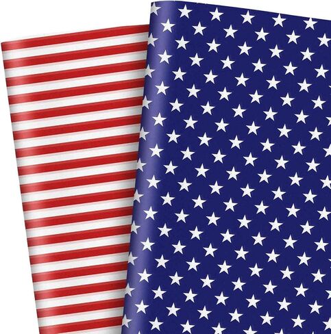 AnyDesign Patriotic Tissue Paper 80 Sheet Stars and Stripes Pattern Tissue Paper 4th of July Wrapping Paper Holiday Art Tissue for Independence Day Memorial Day DIY Gift Packing Supplies, 14 x 20 Inch in Saudi Arabia