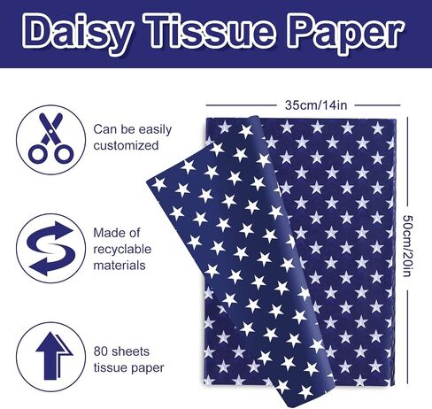 AnyDesign Patriotic Tissue Paper 80 Sheet Stars and Stripes Pattern Tissue Paper 4th of July Wrapping Paper Holiday Art Tissue for Independence Day Memorial Day DIY Gift Packing Supplies, 14 x 20 Inch in Saudi Arabia
