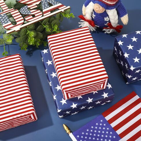 AnyDesign Patriotic Tissue Paper 80 Sheet Stars and Stripes Pattern Tissue Paper 4th of July Wrapping Paper Holiday Art Tissue for Independence Day Memorial Day DIY Gift Packing Supplies, 14 x 20 Inch in Saudi Arabia