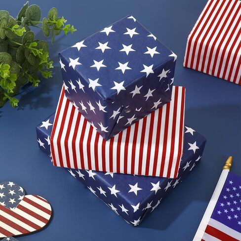 AnyDesign Patriotic Tissue Paper 80 Sheet Stars and Stripes Pattern Tissue Paper 4th of July Wrapping Paper Holiday Art Tissue for Independence Day Memorial Day DIY Gift Packing Supplies, 14 x 20 Inch in Saudi Arabia