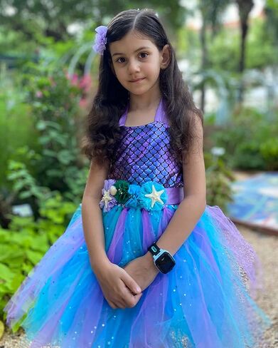 زي حورية البحر الصغيرة من CIFITERY للفتيات فستان حورية البحر المضيء لديكورات عيد ميلاد حورية البحر وهدايا الأميرة في الهالوين in Kuwait