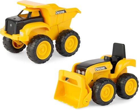 John Deere Dump Truck Toy and Toy Tractor with Loader - Sandbox Toys for Kids - Yellow - Ages 18 Months and Up - 6 Inch, Construction, 2 Count in Saudi Arabia