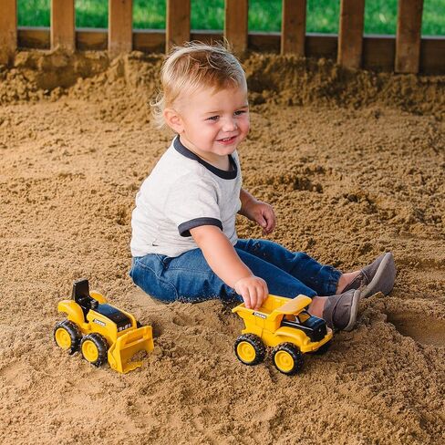 John Deere Dump Truck Toy and Toy Tractor with Loader - Sandbox Toys for Kids - Yellow - Ages 18 Months and Up - 6 Inch, Construction, 2 Count in Saudi Arabia