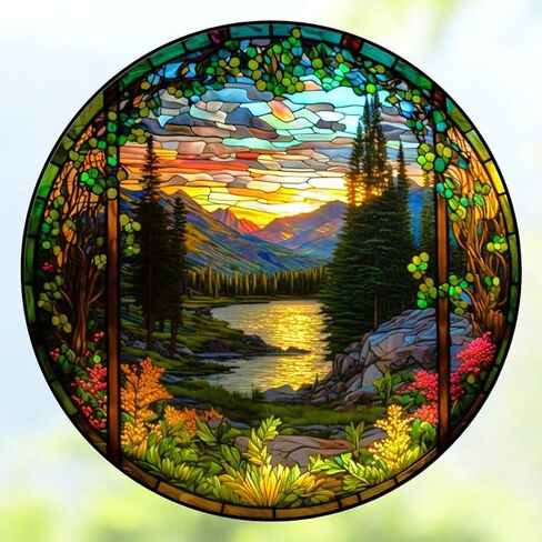 Landscape Diamond Art Painting Kits for Adults, Stained Glass Full Drill Diamond Dots Paintings for Beginners, Round 5D Paint with Diamonds Pictures Gem Art Painting Kits DIY Crafts Kits 14x14inch in Kuwait